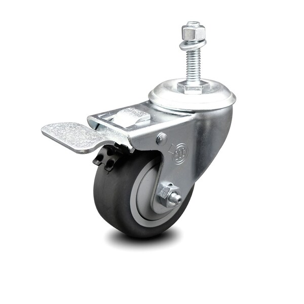 Service Caster 3.5 Inch Thermoplastic Rubber Swivel 3/8 Inch Stem Caster with Total Lock Brake SCC-TSTTL20S3514-TPRB-381615 - main